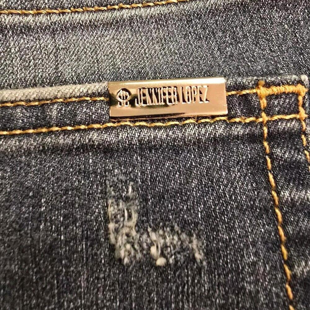 Jennifer Lopez Jeans Women 10 Blue‎ Denim Straight Crop Stretch Distress 98-3 - Picture 7 of 7